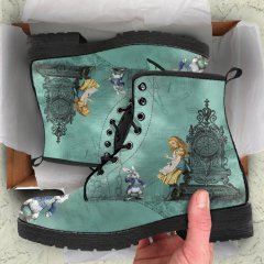 Combat Boots Alice in Wonderland Custom Vegan Leather Boots