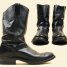 70s Vtg Black Pull on Boots Motorcycle Biker Punk Cowboy Metal