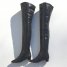 1960s Black Vinyl Faux Croc Over the Knee Boots Size 6.5