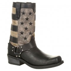 Men's Faded Flag Harness Boots Snoot Toe Front Durable