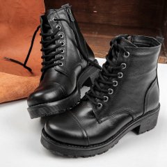 Handmade Zipper and Lace up Geniune Leather Combat Boots