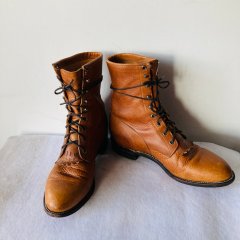 Sz 10 D Vintage Warm Caramel Brown Leather Justin Lace up