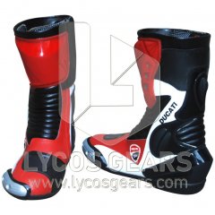 Ducati Motorbike Leather Boots Protected Riding Shoes Free