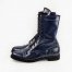 Handmade Blue Patent Leather Men's Biker Boots