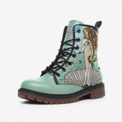 Venus Botticelli Pastel Green Leather Unisex Boots Vegan