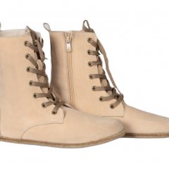 Women Handmade LONG Boots Zero Drop Barefoot CREAM NUBUCK