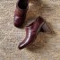 90s Walnut Brown Ankle Boots / 1990s Block Heel Booties /